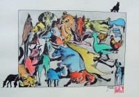 Animalerie / Aquarelle et encre / 40 x 30