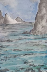 Ondes glacées / Encre et aquarelle / 50 x 70 