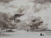 L'ile au phare / Encre / 70 x 50 