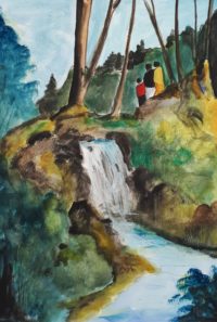 La cascade du bois 1 / Encre et aquarelle / 50 x 70 