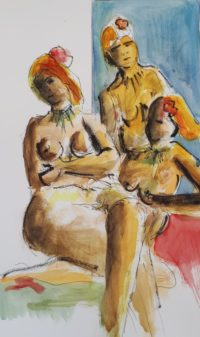 En attente de la pose / Aquarelle / 50 x 70 