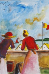 Estivantes en observation / Aquarelle / 50 x 70 