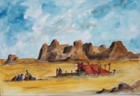 Campement / Encre et aquarelle / 70 x 50 