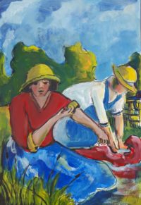 Un repas dans l'herbe / Acrylique / 50 x 70 