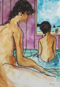 Duo au repos / Aquarelle / 50 x 70 