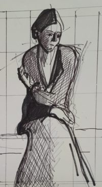 Etude femme assise 2 / Encre / 20 x 30