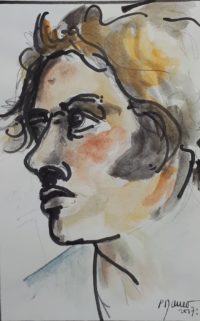 Profil masculin / Encre et aquarelle / 20 x 30 