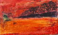 Le lac rouge 1 / Pastels à l'huile / 40 x 30 