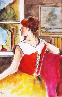 Femme au corset / Aquarelle / 50 x 70 