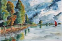 Remontée du fleuve / Aquarelle / 70 x 50 