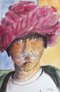 Homme au turban / Aquarelle et encre / 50 x 70 