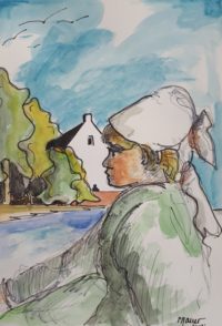 Profil breton / Aquarelle et encre / 50 x 70 