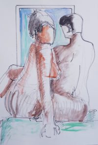 Duo / Aquarelle et encre / 50 x 70 