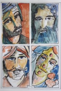 Portraits masculins / Aquarelle et encre / 50 x 70 