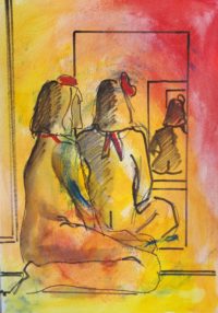 Duo au miroir / Aquarelle / 30 x 50 