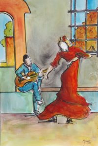 Flamenco / Aquarelle et encre / 50 x 70 