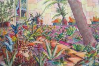 Jardin clos / Aquarelle , encre et acrylique / 70 x 50 