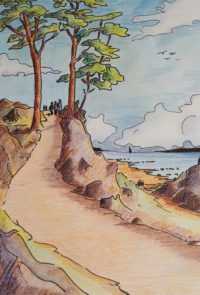 Sur le chemin des douaniers / Aquarelle / 50 x 70