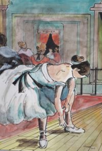 Laçage de ballerines / Aquarelle et encre / 50 x 70 