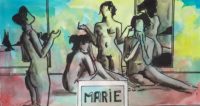 Marie et ses poses / Aquarelle et encre / 70 x 50 