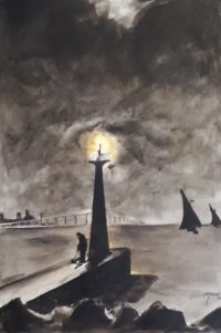 Marine de nuit / Encre et aquarelle / 50 x 70 