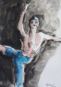 Pas de danse / Encre et aquarelle / 30 x 50