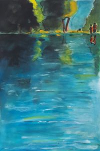 La rivière, reflets / Aquarelle et encre / 50 x 70 