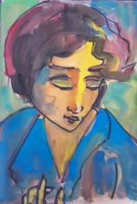 Visage harmonie 3a / Aquarelle et encre / 30 x 50 