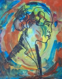 Visage harmonie 2b / Aquarelle et encre / 30 x 50 