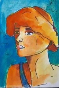 Visage harmonie 6c / Aquarelle et encre / 30 x 50 