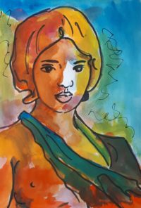 Visage harmonie 1c / Aquarelle et encre / 30 x 50 