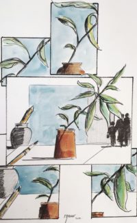 Végétation, études 01 / Encre et aquarelle / 50 x 70 