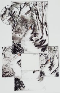 Le sentier forestier / Encre et aquarelle / 50 x 70 