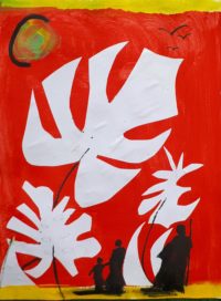 Feuillage à la Matisse 01 / Aquarelle et encre / 30 x 50
