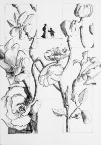 Etude florale 02 (phase ombrée) / Encre / 50 x 70 