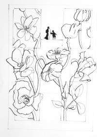 Etude florale 02 (phase initiale) / Encre / 50 x 70 