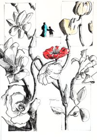 Etude florale 02 (phase finale) / Encre et aquarelle / 50 x 70 