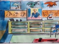 Intérieur à la Matisse / Aquarelle / 70 x 50 