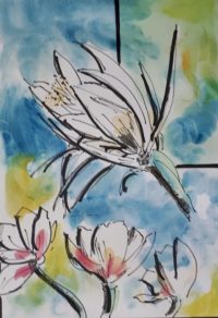 Décor floral 02 / Aquarelle et encre / 30 x 50 
