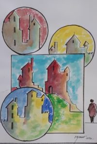 Etudes Chateaux 01 / Aquarelle et encre / 30 x 50 