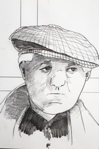 Jean Gabin et casquette  / mines de plomb / 50 x 70 