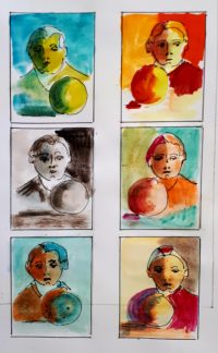  Etudes couleurs 02 / Aquarelle et encre / 30 x 50 