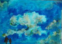 Observation des nuages 04 / Acrylique et encre / 50 x 30 