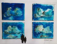 Observation des nuages 02 / Acrylique et encre / 50 x 30 