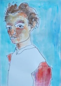Jeune homme / Encre et aquarelle / 30 x 50 