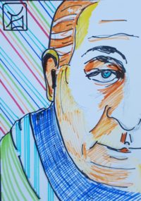 Jean Gabin portrait 01/Encre et feutres / 30 x 50