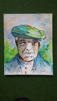 Jean Gabin et sa casquette 03 / Aquarelle et encre  / 30 x 50 