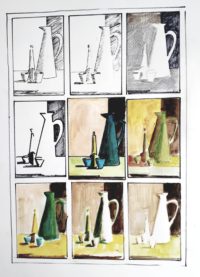Etudes à la façon de Morandi / Aquarelle et encre / 50 x 70 