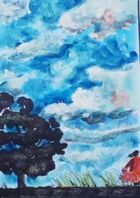 Sous le vent / Aquarelle et encre / 30 x 50 