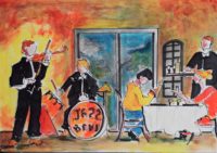 Le diner Jazz / Acrylique et encre / 50 x 30 
